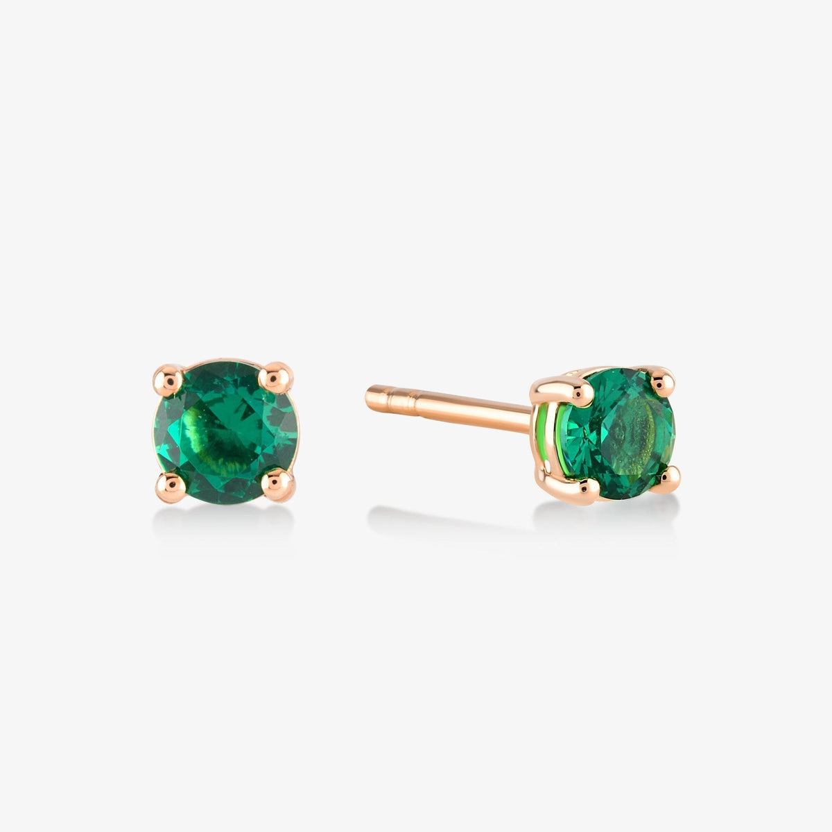 Natural Emerald 14k Gold Vermeil Stud Earrings