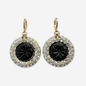 The Ophelia - Refashioned Vintage Rhinestone and Black Cabochon Earrings
