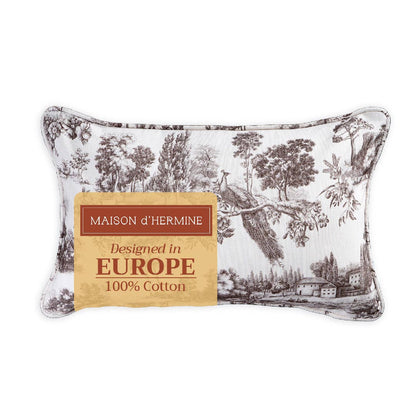 Charcoal Peacock Decorative Lumbar Throw Pillow With Feather Insert