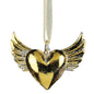 Gold Winged Solid Glass Heart Ornament