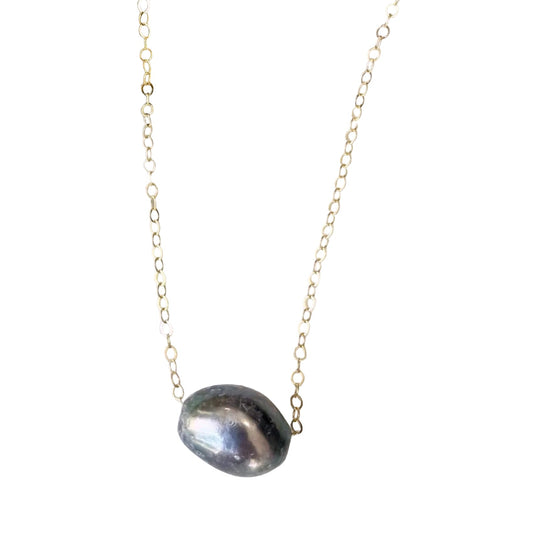 Peacock Gray Pearl 14kt Gold Fill Necklace