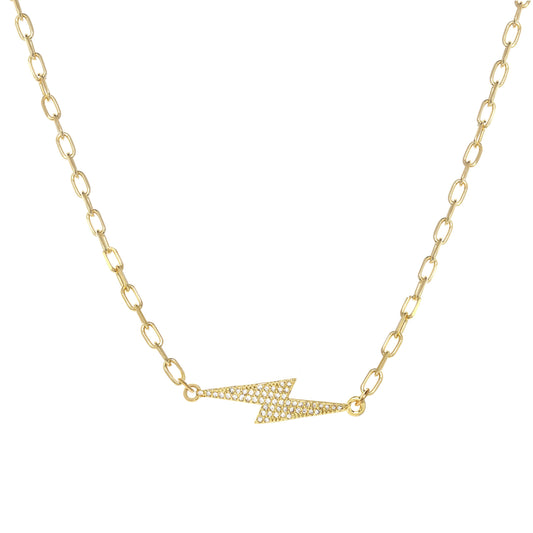 Lightning Bolt Pavé 14kt Gold Vermeil Necklace