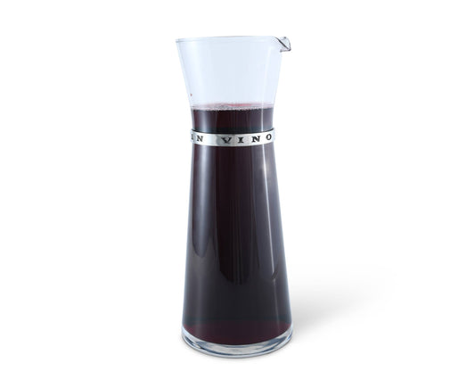 Medici In Vino Veritas "In Wine, There is Truth" Pewter & Glass Wine Carafe - IN STORE OR LOCAL DELIVERY ONLY