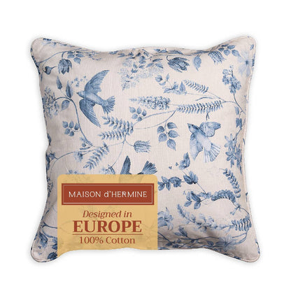 Avian Blue Decorative Throw Pillow With Feather Insert