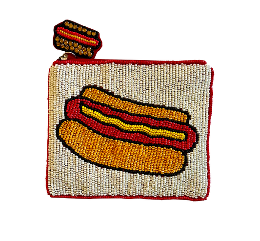 Hotdog Hand Beaded Coin Purse/Small Clutch