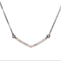 Pave Champagne Diamonds V Shaped Oxidized Silver Pendant Necklace