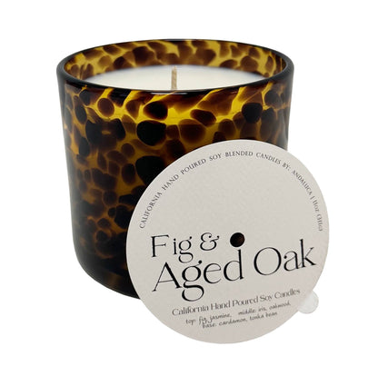 Fig & Aged Oak Soy Candle in in Tortoise Shell Glass