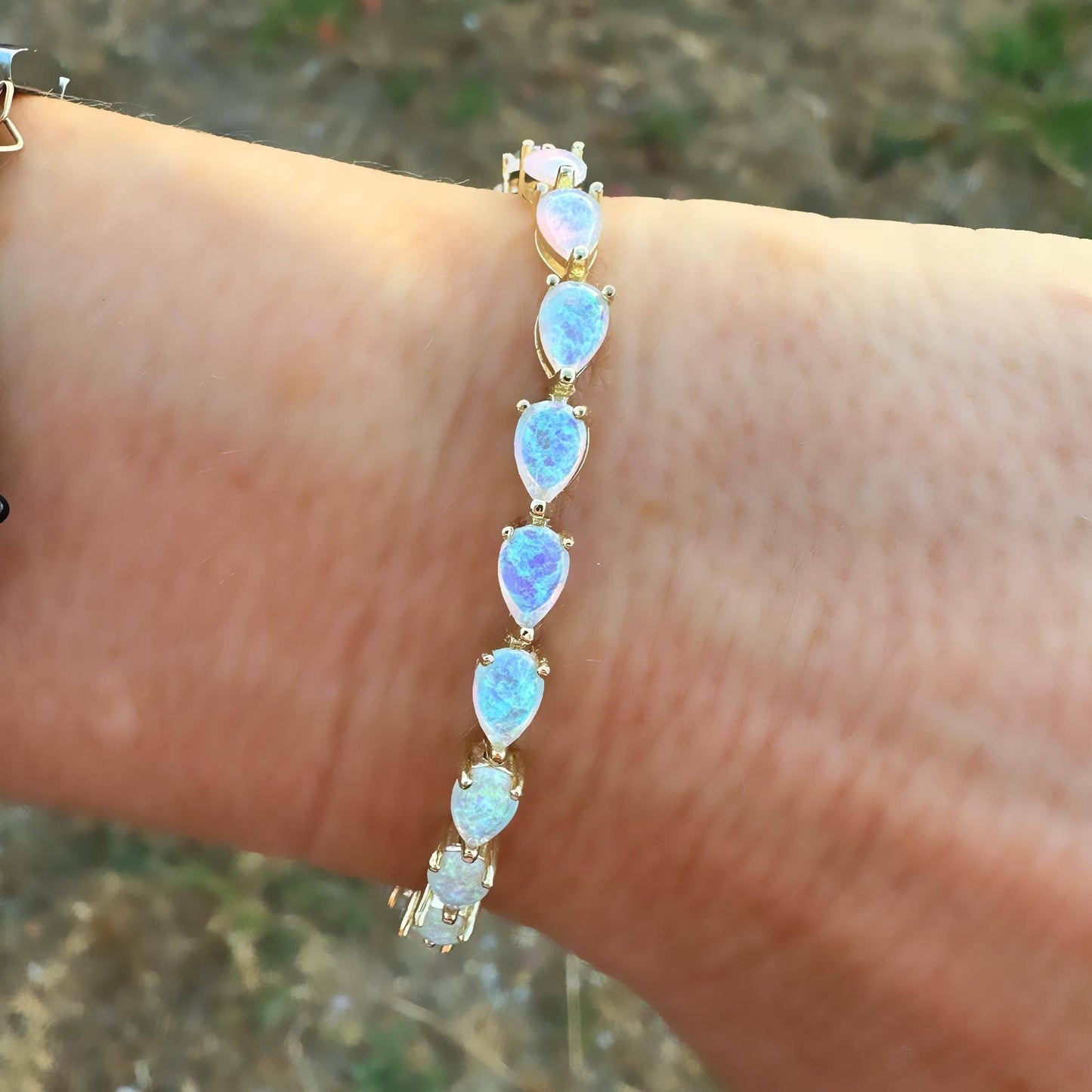 Lab Opal Teardrop 18kt Gold Vermeil Tennis Bracelet