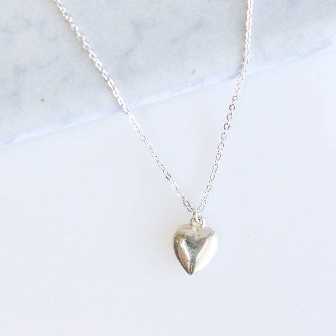 Puffy Heart Sterling Silver Necklace