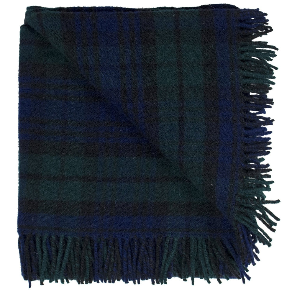 Black Watch Tartan Highland Tweeds Wool Fluffy Throw  - Made in England