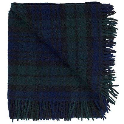 Black Watch Tartan Highland Tweeds Wool Fluffy Throw  - Made in England