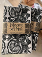 Black Rosemaling Art Cotton Tea Towel Silkscreened by Illinois Maker