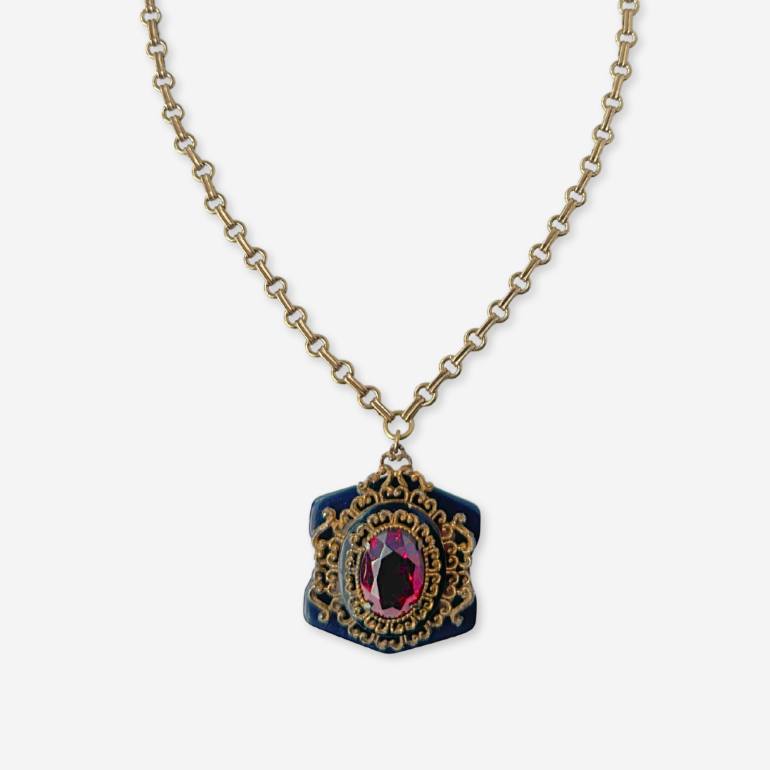 The Ruby - Refashioned Vintage Red Stone Necklace