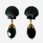 The Sabrina - Refashioned Vintage Black Shell Teardrop Earrings