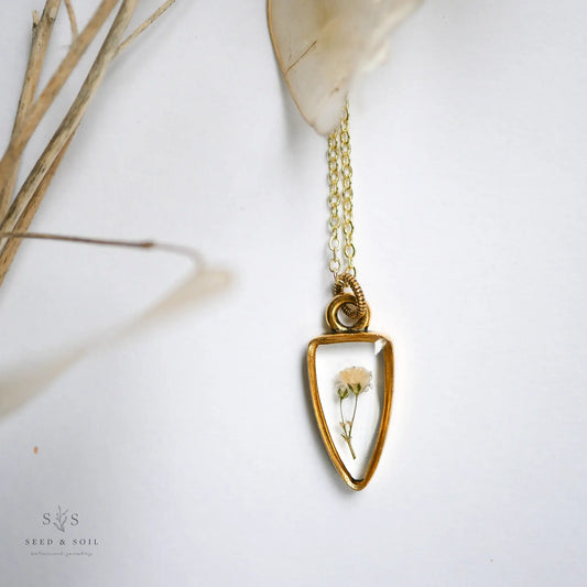 Dandelion Seed Arrowhead Necklace