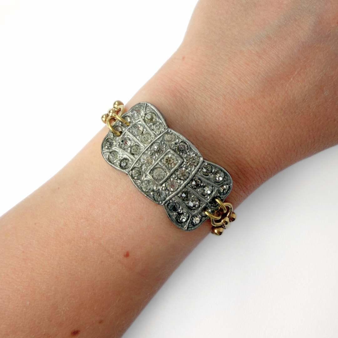The Delanor - Refashioned Vintage Clear Rhinestone Bracelet