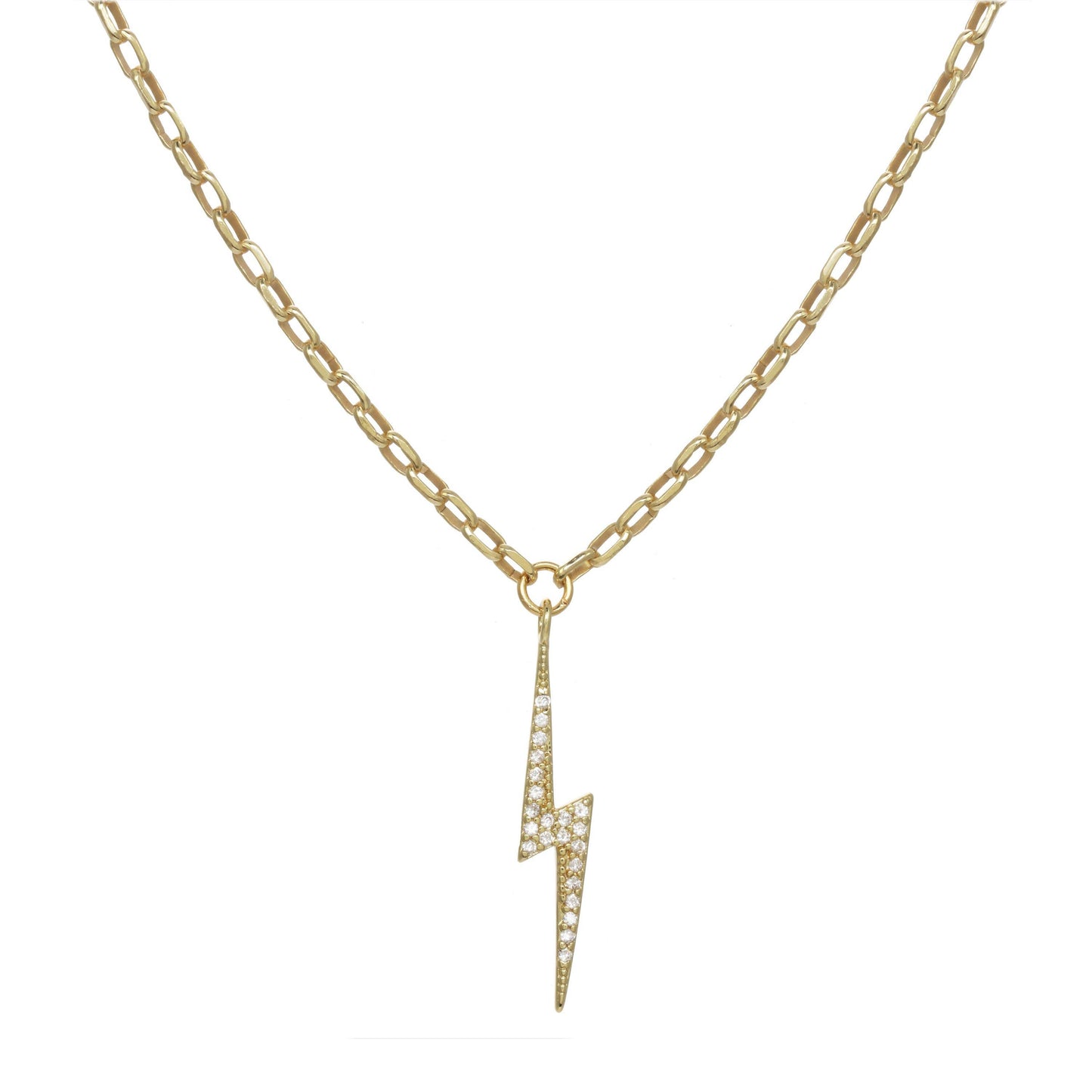 Vertical Lightning Bolt Pavé 14kt Gold Vermeil Necklace