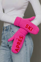 Bright Pink & Red Apres Ski Knit Mittens