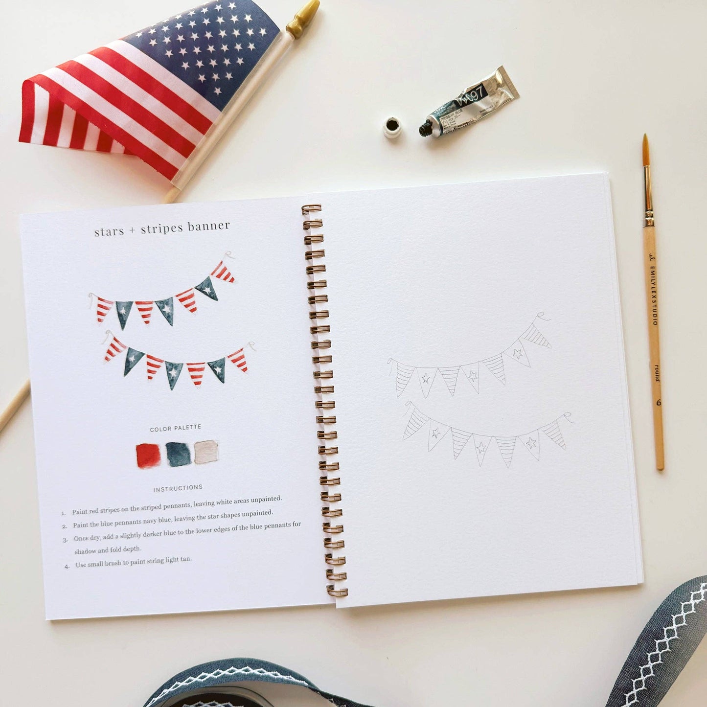 Americana Watercolor Workbook by Watercolor Artist Emily Lex