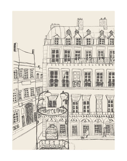 Hotel Du Louvre Paris Giclée Framed Fine Art Print by Pascale Berkowitz