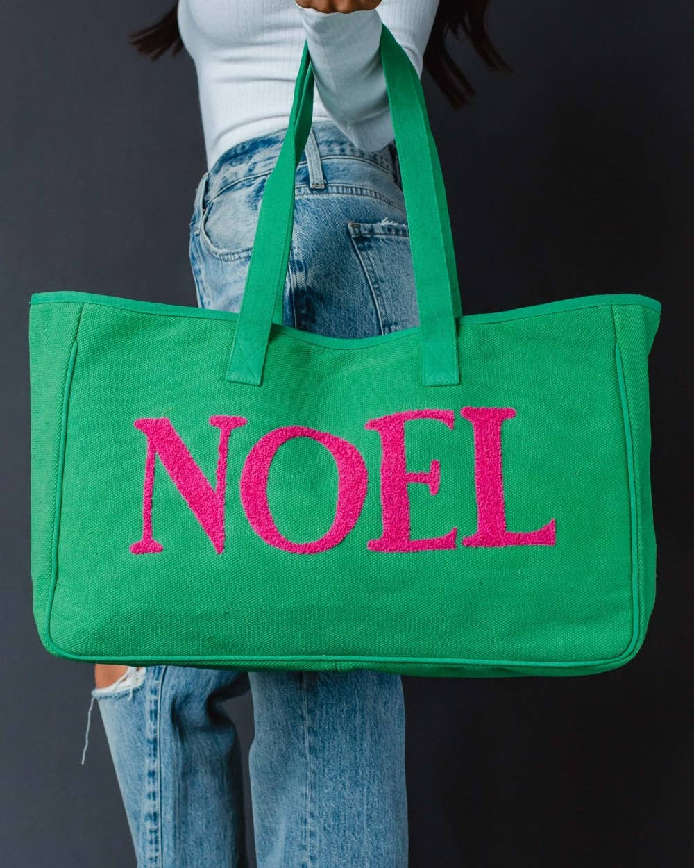Green & Pink Noel Tote