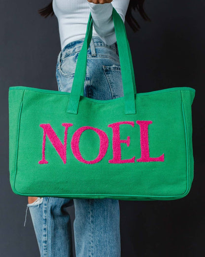Green & Pink Noel Tote