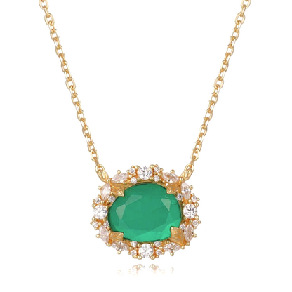 Lab Emerald & Crystal 14kt Gold Vermeil Necklace