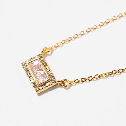 Natural Diamond Slices & Pavé Champagne Diamonds Rectangular 18kt Gold Vermeil Necklace