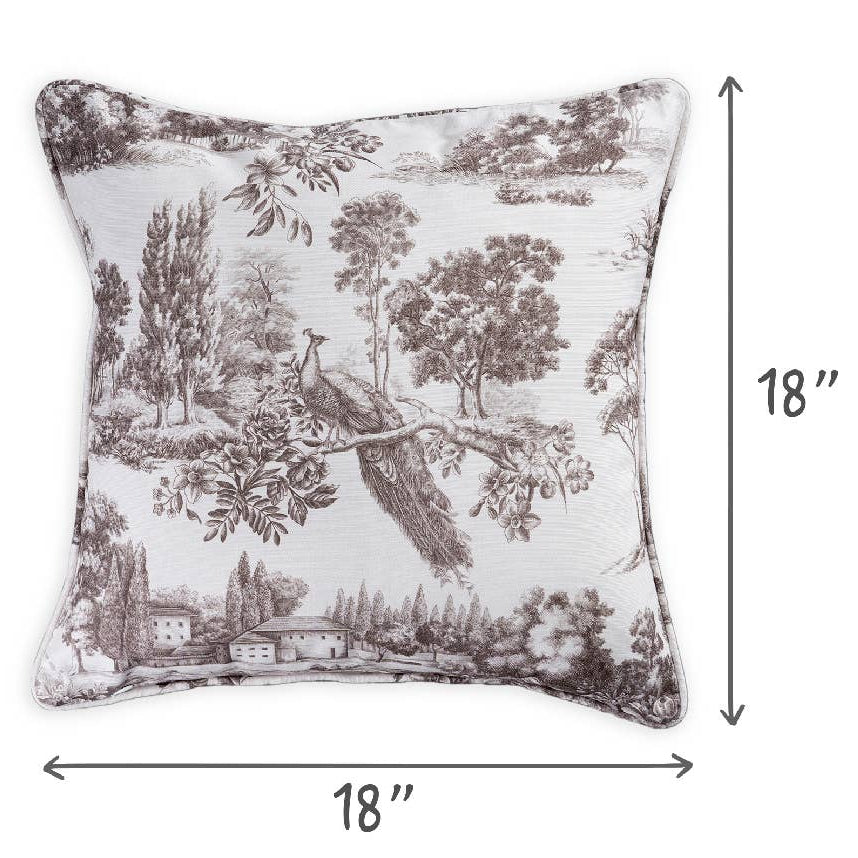 Charcoal Peacock Decorative Throw Pillow With Feather Insert