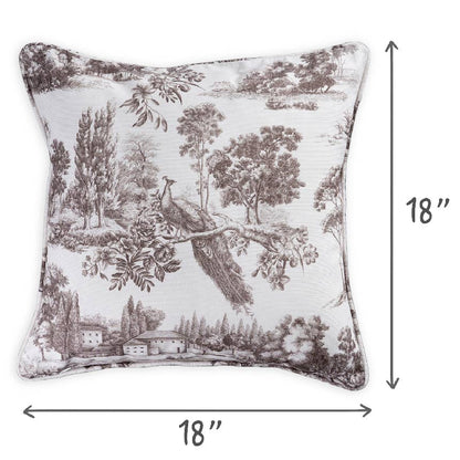 Charcoal Peacock Decorative Throw Pillow With Feather Insert