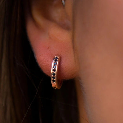 Natural Black Diamonds 14kt Rose Gold Vermeil Hoops