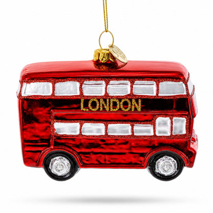 Double Decker London Bus Blown-Glass Hand Painted Ornament