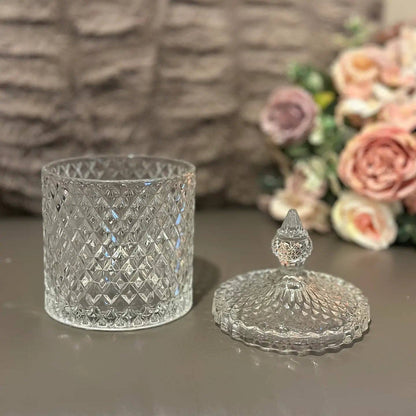 Diamond-Cut Petite Glass Storage Jar