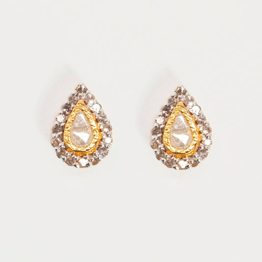 Natural Diamond Slice Teardrop 18kt Gold Vermeil Earrings