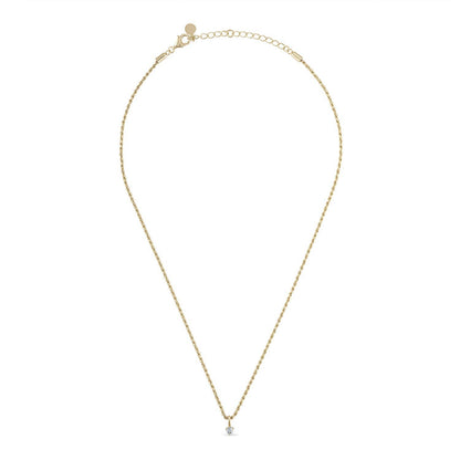 White Sapphire 14kt Gold Vermeil Rope Chain Necklace