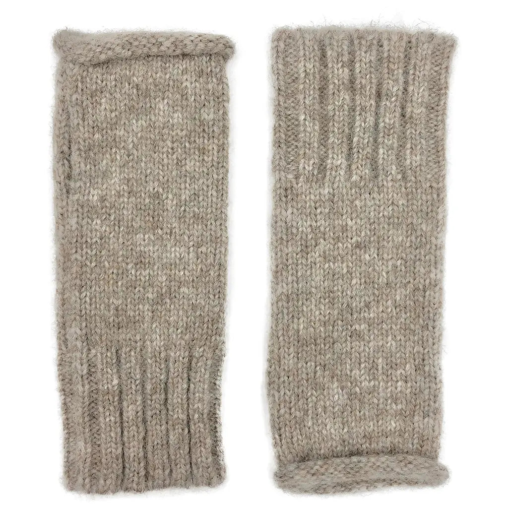 Beige Alpaca Fingerless Knit Gloves
