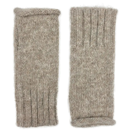 Beige Alpaca Fingerless Knit Gloves