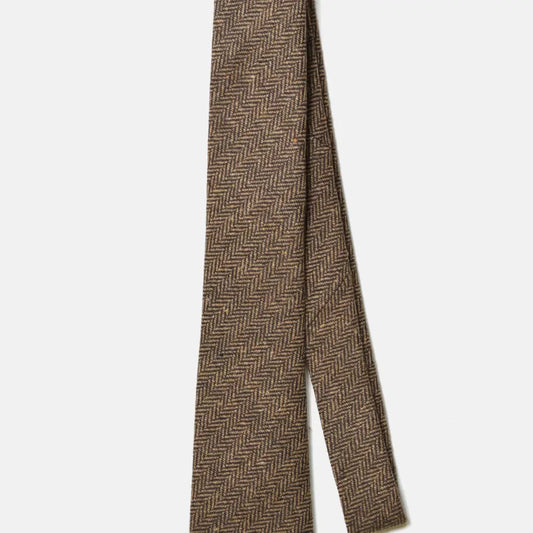Brown Herringbone 50% Wool/50% Poly Handmade Necktie