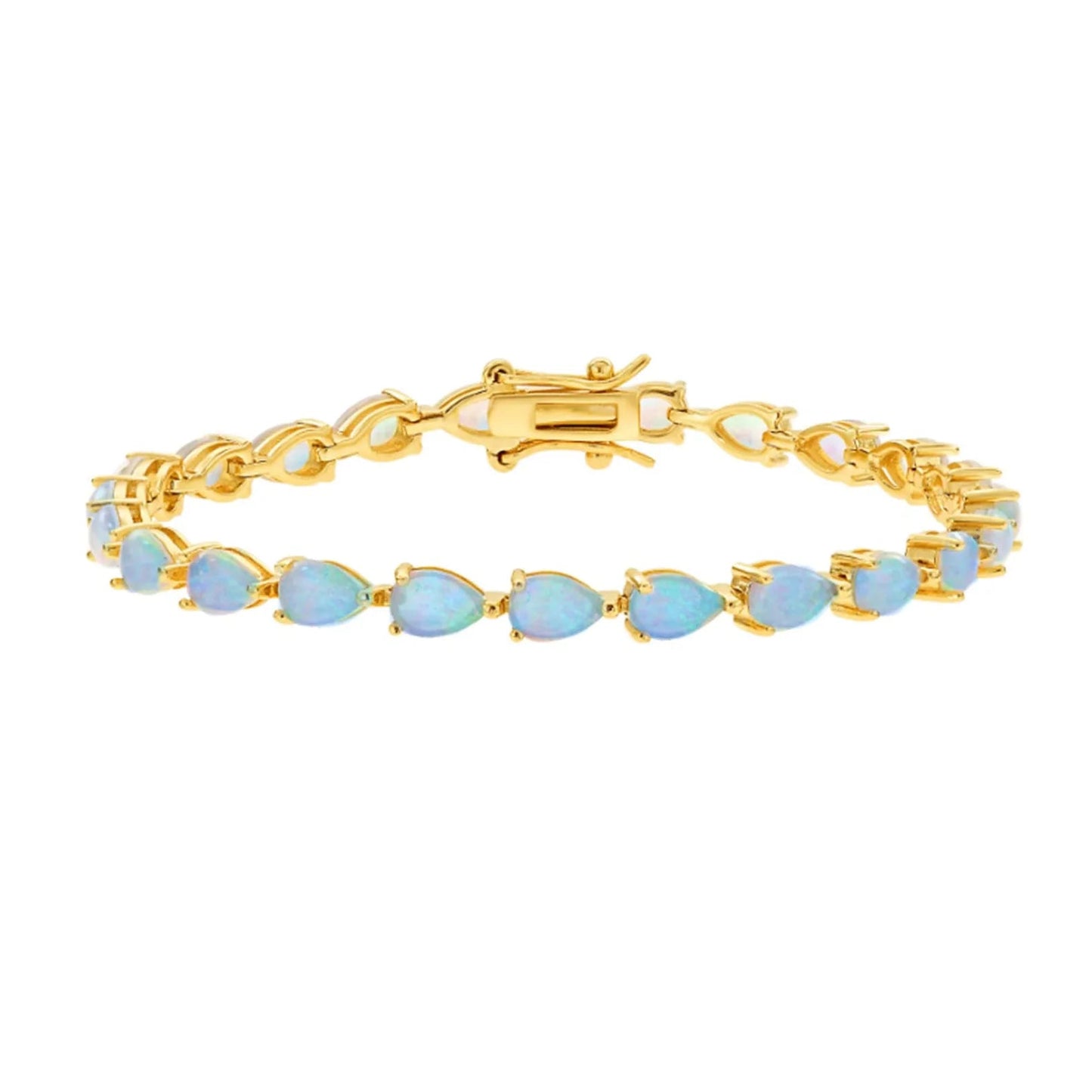 Lab Opal Teardrop 18kt Gold Vermeil Tennis Bracelet