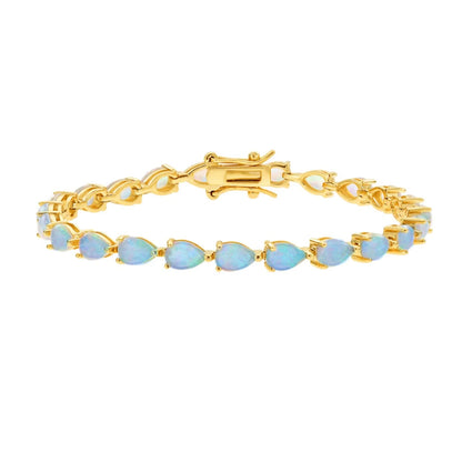 Lab Opal Teardrop 18kt Gold Vermeil Tennis Bracelet