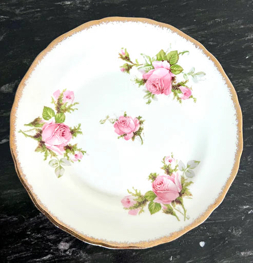 Bread & Dessert Plate - Canonsburg Pink Rose China with 22KT Gold Trim Heirloom Set Circa 1950-1960s