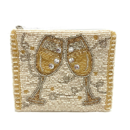 Champagne Toast Beaded Coin Purse