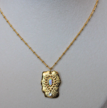 Lab Opal 18K Gold Fill Satellite Chain Necklace