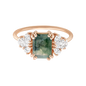 Forest Moss Agate & White Topaz Ring, Size 6