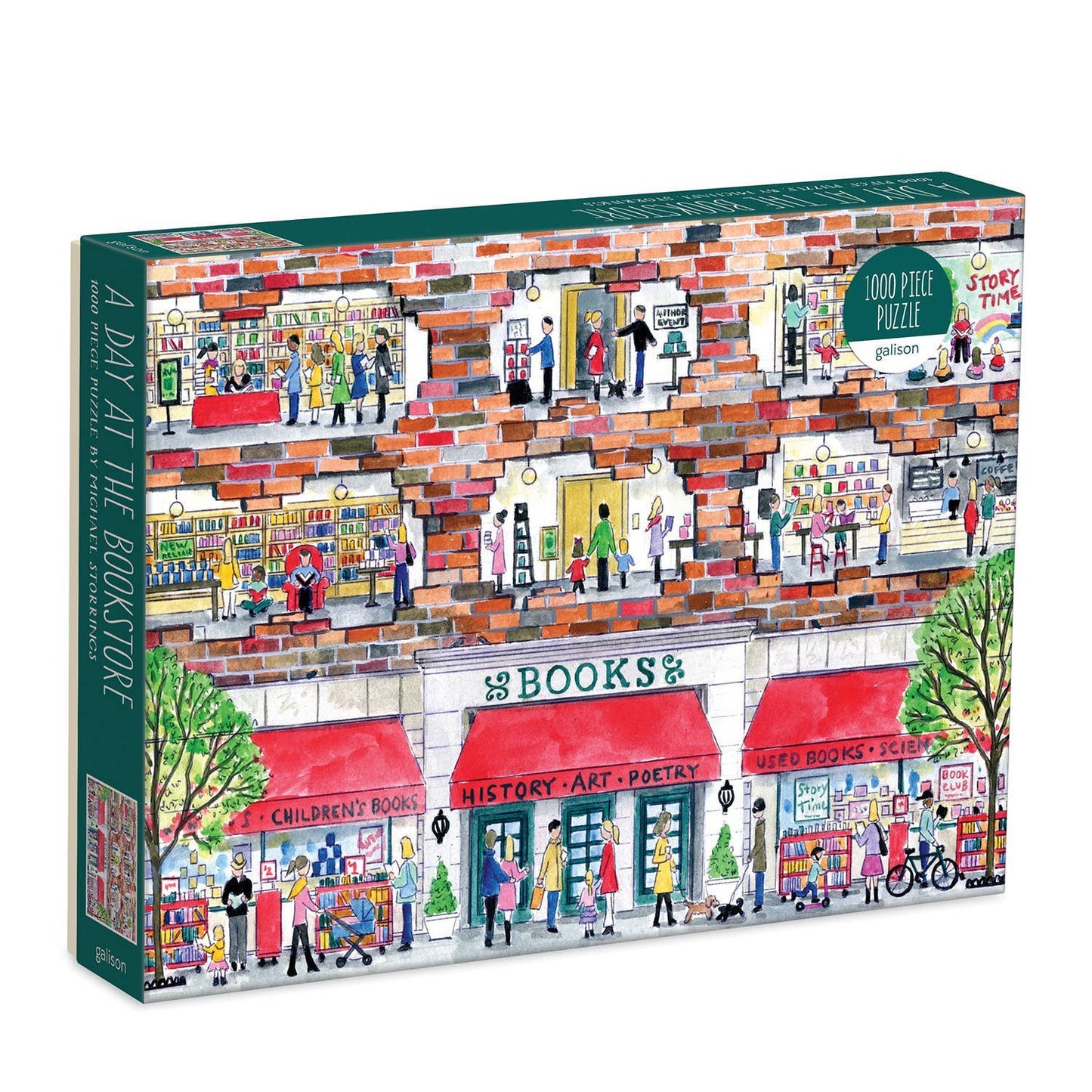 A Day at the Bookstore 1000 Piece Puzzle by Artist Michael Storrings