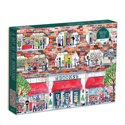A Day at the Bookstore 1000 Piece Puzzle by Artist Michael Storrings