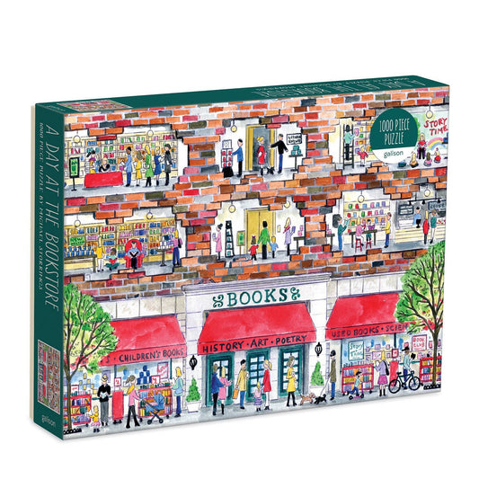 A Day at the Bookstore 1000 Piece Puzzle by Artist Michael Storrings