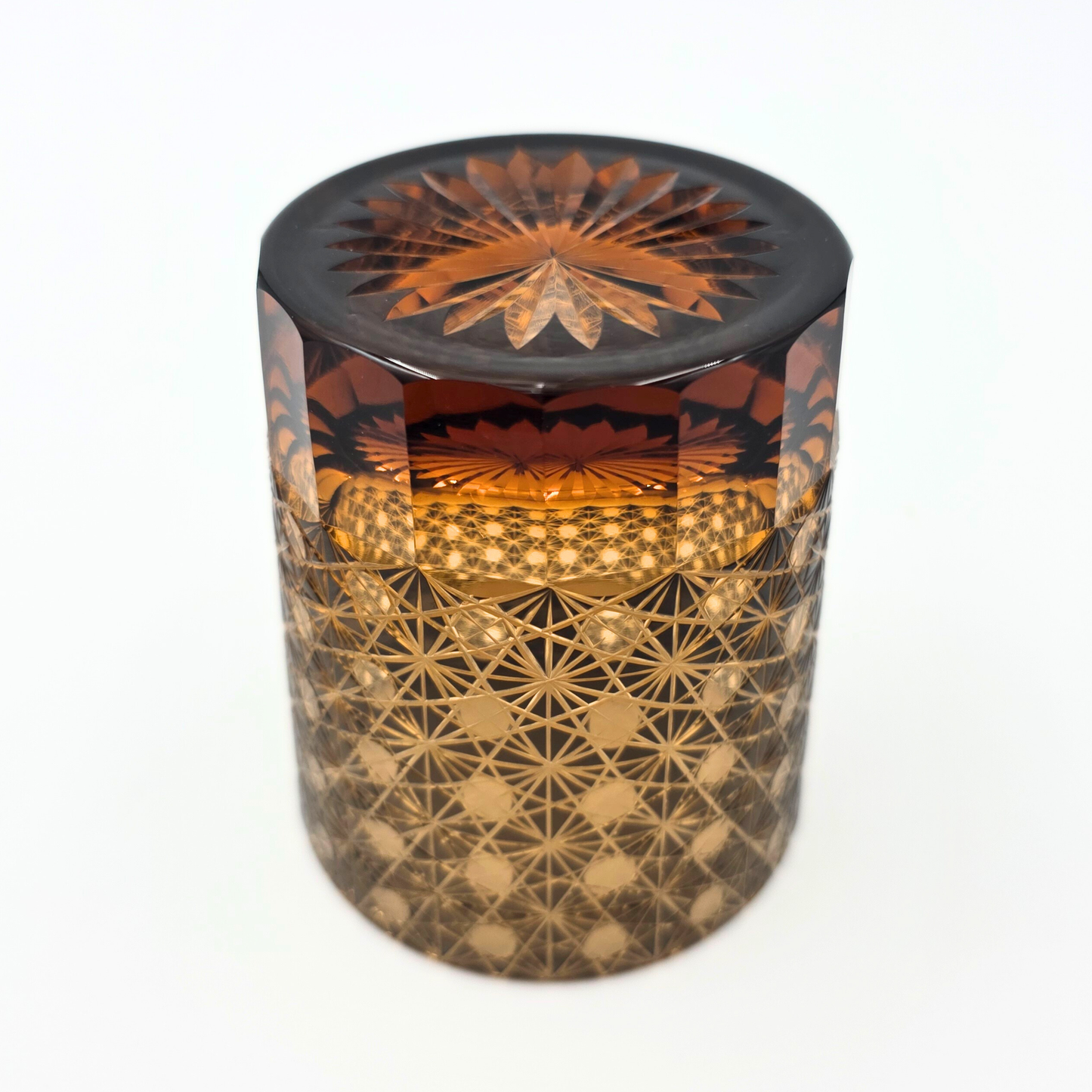 Dark Coffee Hand Cut Gatsby Rocks Glass