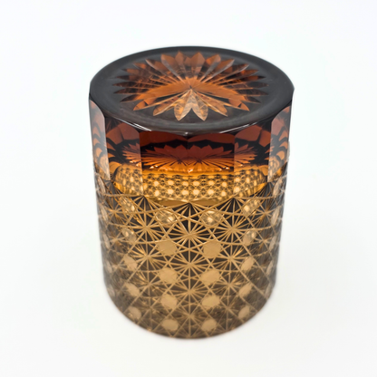 Dark Coffee Hand Cut Gatsby Rocks Glass