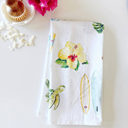 Tropical 100% Cotton Tea Towel by Watercolor Artist Emily Lex